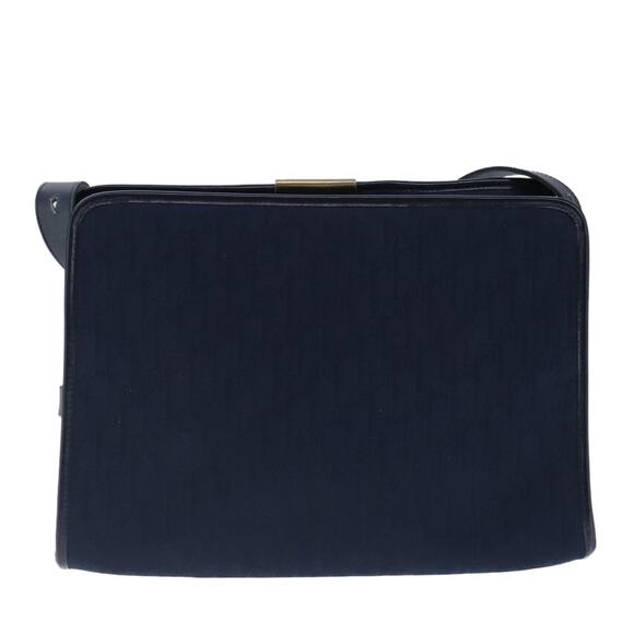 DIOR Trotter Canvas Shoulder Bag Navy Gold - Picture 3 of 12